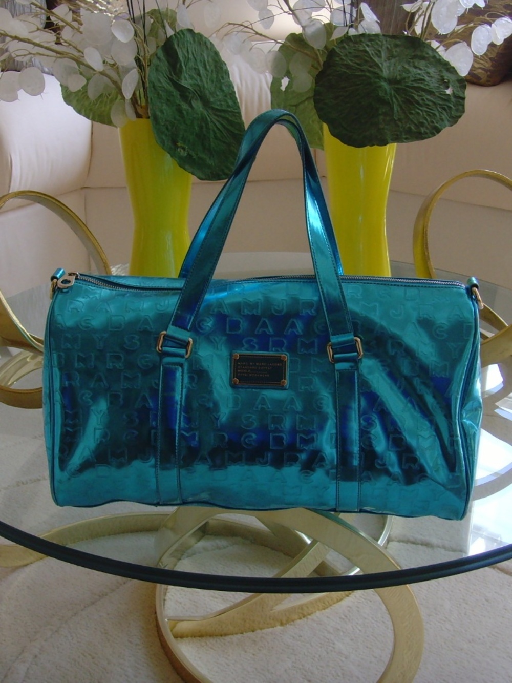Marc Jacobs X-Large Duffle Turquoise Metallic Color Bag